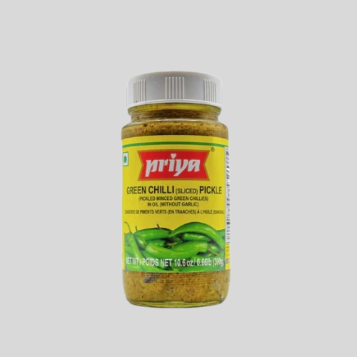 Priya - Green Chilli (Sliced) W/O Garlic pickle - 300g