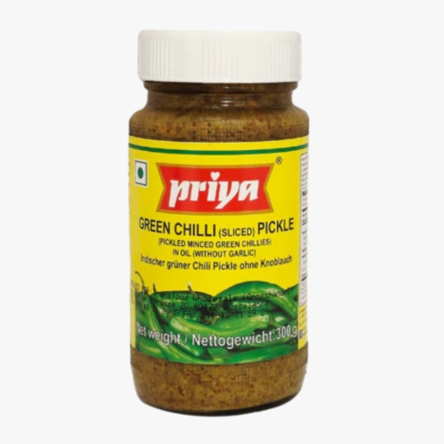 Priya Green Chilli w/o Garlic Pickle - 300 gm