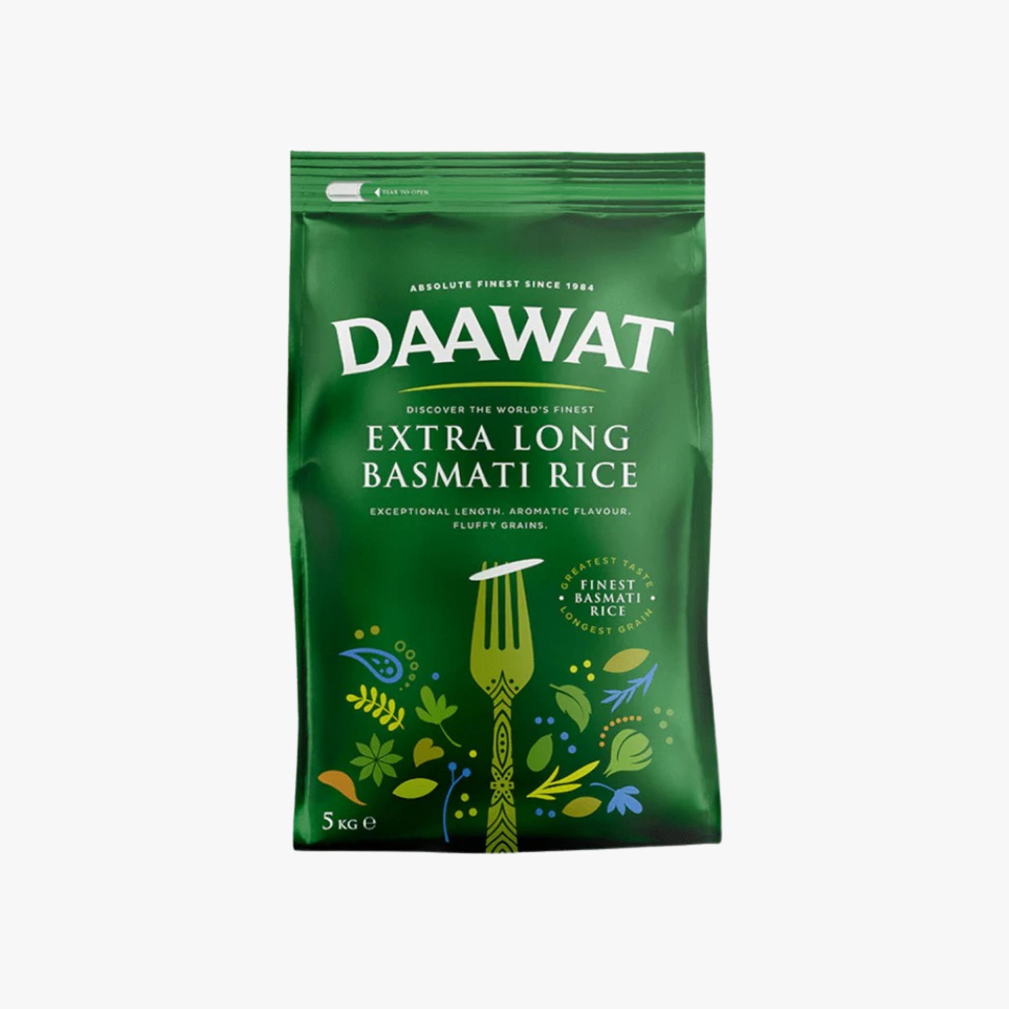 Daawat Basmati Extra Long Rice - 5kg (Green Bag)